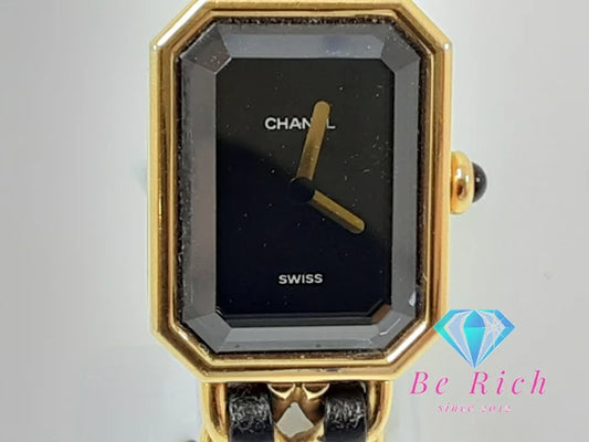 シャネル CHANEL プルミエール M H0001 レディース 腕時計 GP レザー 黒 ブラック ゴールド アナログ クォーツ QZ ウォッチ 【中古】【送料無料】 bt3359