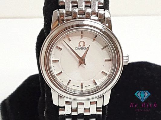 OH済 オメガ OMEGA デ ヴィル プレステージ レディース 腕時計 4570.31 白 ホワイト シルバー SS ブレス アナログ クオーツ QZ ウォッチ デビル De Ville Prestige 【中古】【送料無料】 bt3363