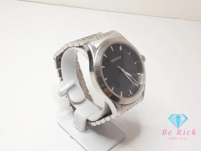 グッチ GUCCI Gタイムレス メンズ 腕時計 デイト 126.4 黒 ブラック シルバー SS ブレス アナログ クォーツ QZ ウォッチ G-TIMELESS 【中古】【送料無料】 bt3373