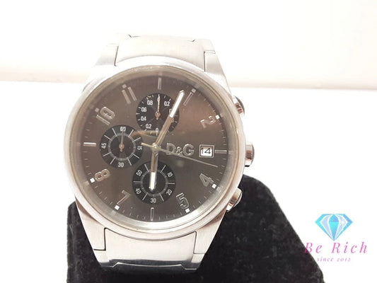 ドルチェ ＆ ガッバーナ Dolce & Gabbana サンドパイパー クロノグラフ メンズ 腕時計 デイト 37.9770123 グレー シルバー SS ブレス ロゴ アナログ クオーツ QZ  ウォッチ D&G 【中古】【送料無料】 bt3375