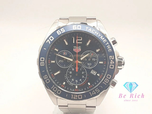 美品 タグホイヤー TAG HEUER フォーミュラ 1  クロノグラフ CAZ1014 メンズ 腕時計 デイト 200M 防水 青 ブルー シルバー SS ブレス クォーツ QZ ウォッチ FORMULA   【中古】【送料無料】 bt3377