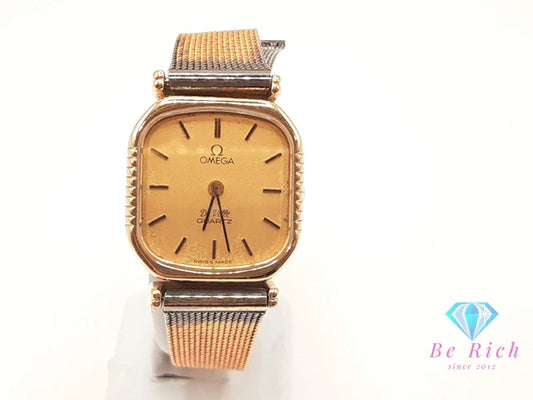 オメガ OMEGA デ ヴィル 591.0091 レディース 腕時計 スクエア ゴールド シルバー SS GP ブレス アナログ クォーツ QZ ウォッチ プッシュ リューズ 竜頭 DE VILLE デビル アンティーク ヴィンテージ 【中古】【送料無料】 bt3383