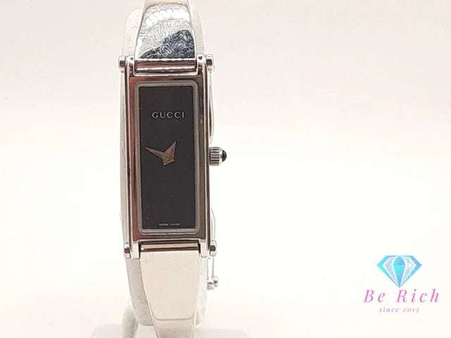 グッチ GUCCI レディース 腕時計 バングル ウォッチ 1500L 黒 ブラック シルバー SS ブレス レクタンギュラー アナログ クォーツ QZ 【中古】【送料無料】 bt3386