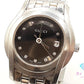 グッチ GUCCI レディース 腕時計 デイト 5500L 11P ダイヤ ラウンド 黒 ブラック シルバー SS ブレス アナログ クォーツ QZ ウォッチ 【中古】【送料無料】 bt3397
