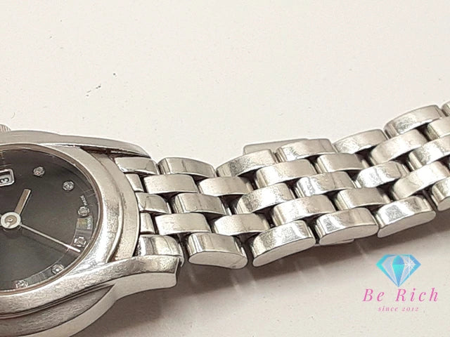 グッチ GUCCI レディース 腕時計 デイト 5500L 11P ダイヤ ラウンド 黒 ブラック シルバー SS ブレス アナログ クォーツ QZ ウォッチ 【中古】【送料無料】 bt3397