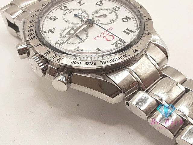 OH済 オメガ OMEGA スピードマスター ブロードアロー オリンピック モデル クロノグラフ デイト 自動巻き メンズ 腕時計 321.10.42.50.04.001 白 ホワイト シルバー SS ブレス オートマ AT アナログ ウォッチ  【中古】【送料無料】  bt3402