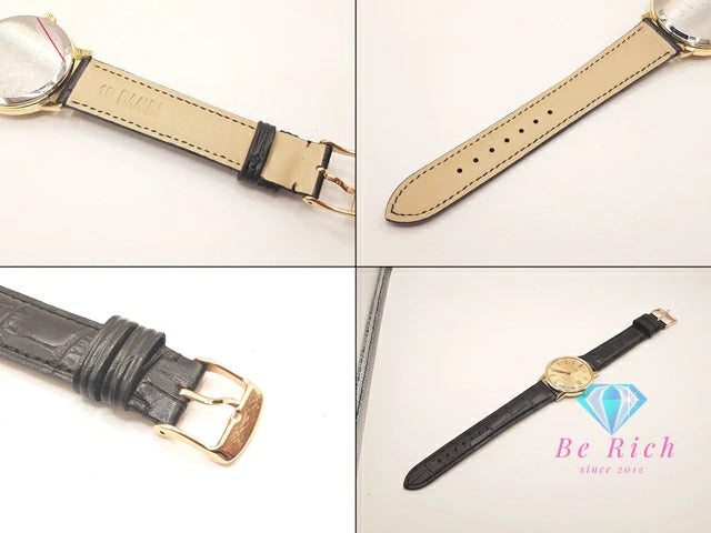 OH 外装 仕上げ 済 オメガ OMEGA ジュネーブ 手巻き メンズ 腕時計 デイト 136.0099 ゴールド ブラック 黒 SS GP レザー ブレス アナログ ウォッチ アンティーク ヴィンテージ Geneve  【中古】【送料無料】 bt3407