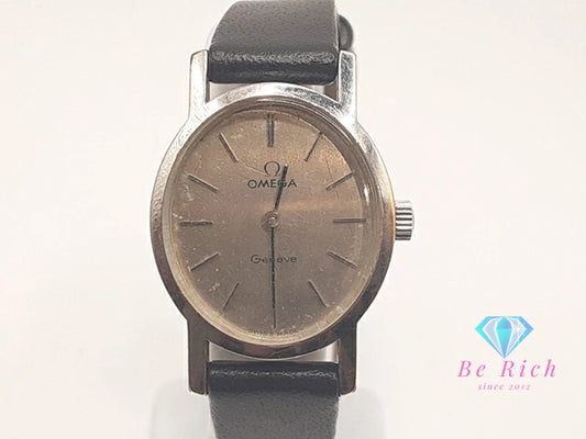 オメガ OMEGA ジュネーブ 625 手巻き レディース 腕時計 オーバル シルバー ブラック 黒 SS レザー ブレス アナログ ウォッチ ヴィンテージ アンティーク Geneve  【中古】【送料無料】 bt3409