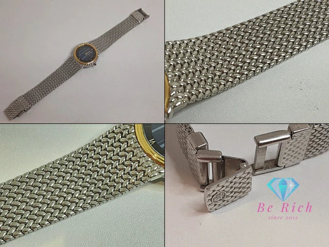セイコー クレドール SEIKO CREDOR K18KT ベゼル ブルー メノウ ダイヤル レディース 腕時計 5A70-0260 黒 ブラック シルバー SS ブレス クォーツ QZ アナログ ウォッチ 18金 YG 服部 HATTORI  【中古】【送料無料】 bt3422