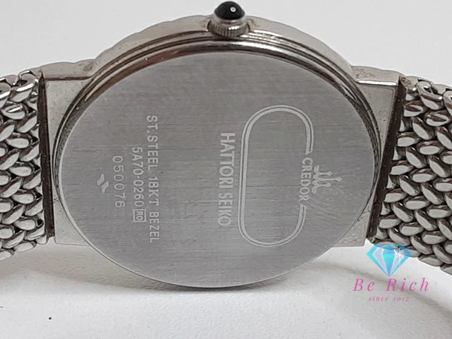 セイコー クレドール SEIKO CREDOR K18KT ベゼル ブルー メノウ ダイヤル レディース 腕時計 5A70-0260 黒 ブラック シルバー SS ブレス クォーツ QZ アナログ ウォッチ 18金 YG 服部 HATTORI  【中古】【送料無料】 bt3422