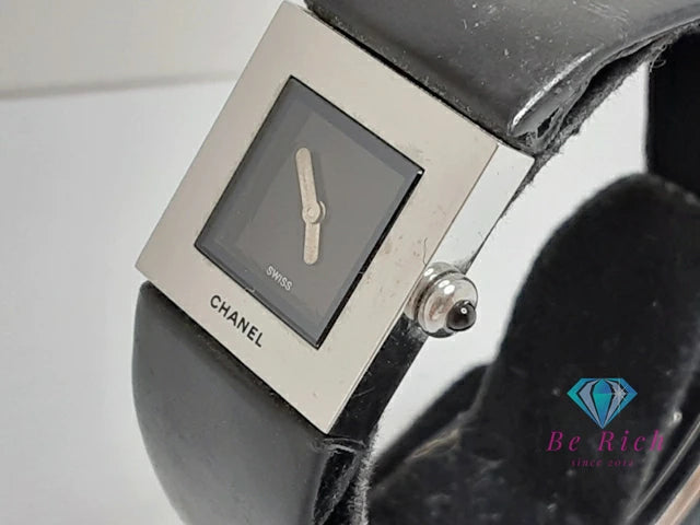 シャネル CHANEL マトラッセ レディース 腕時計 H0116 黒 ブラック SS レザー ロゴ アナログ クォーツ QZ ウォッチ 【中古】【送料無料】 bt3424