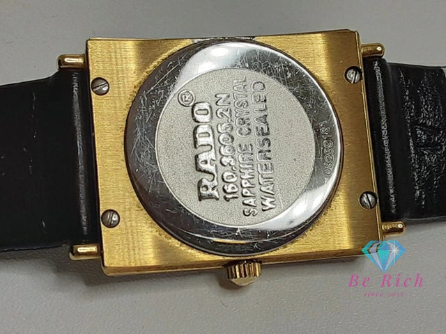 ラドー RADO フローレンス デイト 腕時計 160.3605.2N スクエア 黒 ブラック SS GP レザー ブレス アナログ クォーツ ウォッチ ボーイズ ユニセックス メンズ レディース FLORENCE 【中古】【送料無料】 bt3429
