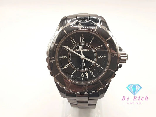 シャネル CHANEL J12 33mm セラミック デイト レディース 腕時計 H0682 ブラック 黒 SS ブレス アナログ クオーツ QZ ウォッチ 【中古】【送料無料】 bt3432