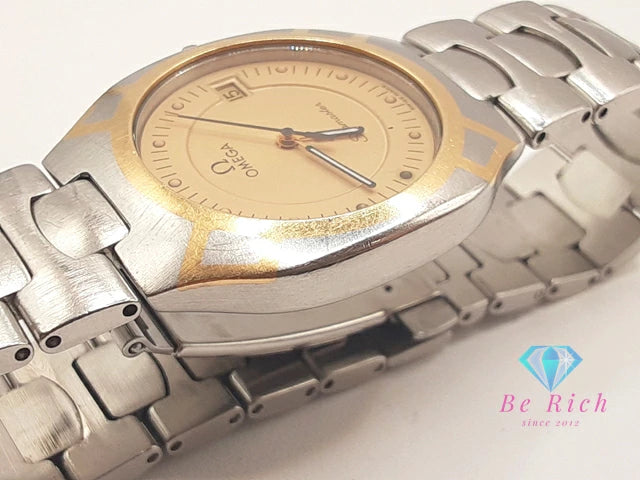 OH 済 オメガ OMEGA シーマスター ポラリス 396.1022 YG ソリッドゴールド ベゼル メンズ 腕時計 デイト ゴールド シルバー SS ブレス アナログ クオーツ QZ ウォッチ SEAMASTER Polaris  【中古】【送料無料】  bt3434