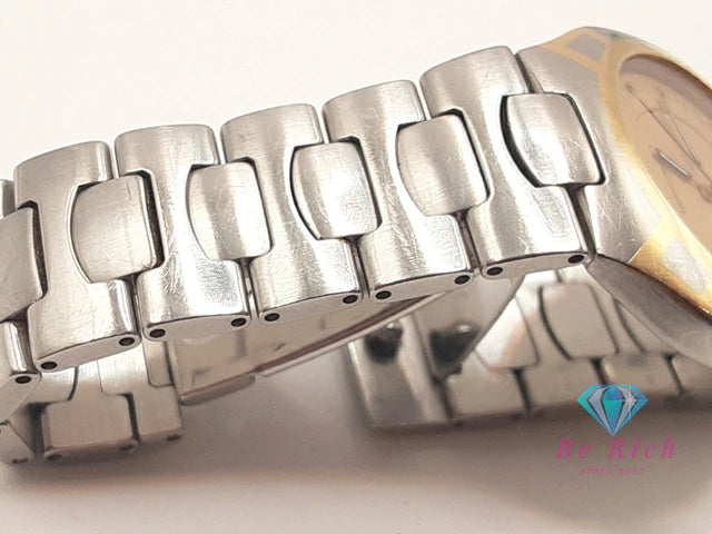 OH 済 オメガ OMEGA シーマスター ポラリス 396.1022 YG ソリッドゴールド ベゼル メンズ 腕時計 デイト ゴールド シルバー SS ブレス アナログ クオーツ QZ ウォッチ SEAMASTER Polaris  【中古】【送料無料】  bt3434