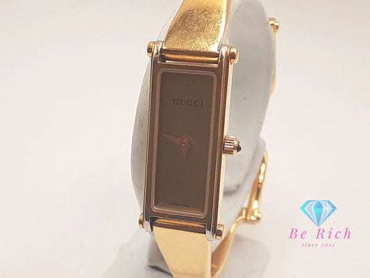 グッチ GUCCI レディース 腕時計 バングル ウォッチ 1500L ゴールド SS  GP レクタンギュラー アナログ クォーツ QZ 【中古】【送料無料】 bt3444