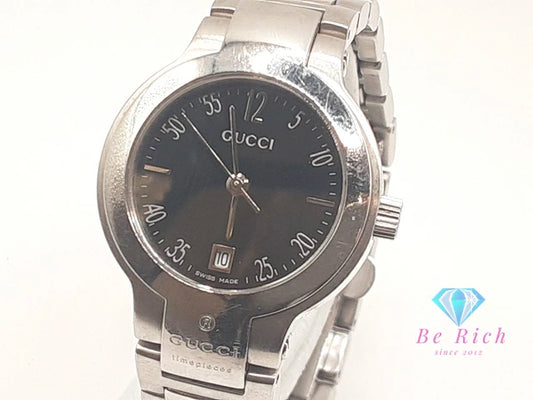グッチ GUCCI レディース 腕時計 デイト 8900L ラウンド 黒 ブラック シルバー SS ブレス アナログ クォーツ QZ ウォッチ 【中古】【送料無料】 bt3452