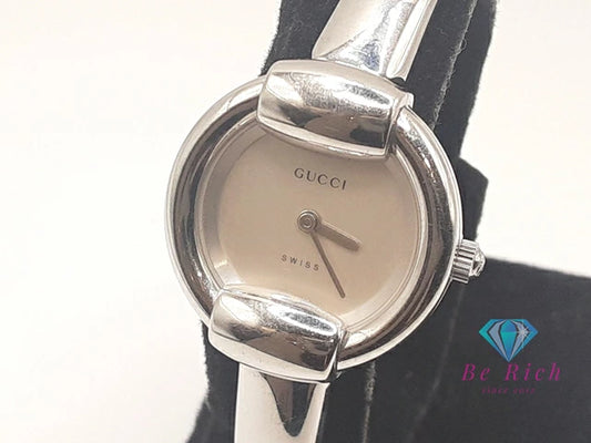 グッチ GUCCI レディース 腕時計 バングル ウォッチ 1400L ラウンド 黒 シルバー SS ブレス アナログ クォーツ QZ 【中古】【送料無料】 bt3453