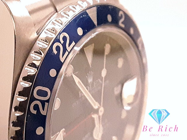 OH 外装仕上げ 済 ロレックス ROLEX GMT マスター II Y番 16170 ペプシ 自動巻き メンズ 腕時計 デイト 黒 ブラック シルバー SS ブレス オートマ AT アナログ ウォッチ MASTER 2  【中古】【送料無料】 bt3458