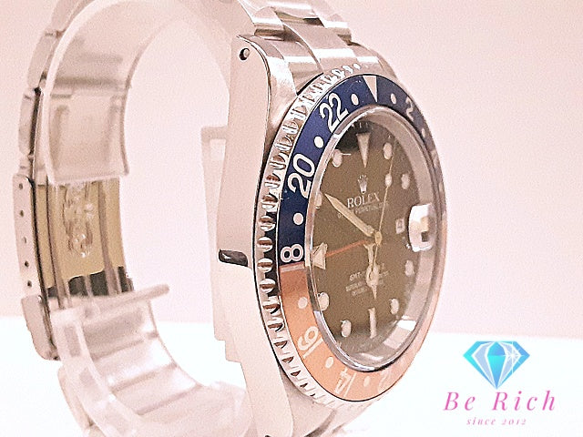 OH 外装仕上げ 済 ロレックス ROLEX GMT マスター II Y番 16170 ペプシ 自動巻き メンズ 腕時計 デイト 黒 ブラック シルバー SS ブレス オートマ AT アナログ ウォッチ MASTER 2  【中古】【送料無料】 bt3458