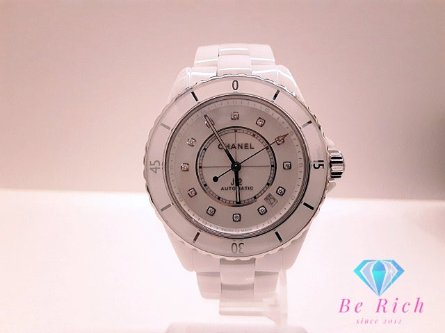 OH 外装仕上済 シャネル CHANEL J12 H5705 セラミック デイト 自動巻き メンズ 腕時計 ホワイト 白 ブレス アナログ オートマ AT ウォッチ 【中古】【送料無料】 bt3513