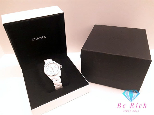 OH 外装仕上済 シャネル CHANEL J12 H5705 セラミック デイト 自動巻き メンズ 腕時計 ホワイト 白 ブレス アナログ オートマ AT ウォッチ 【中古】【送料無料】 bt3513