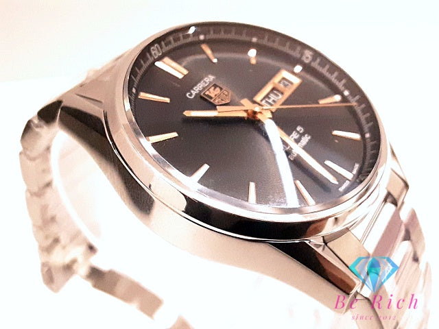 タグホイヤー TAG HEUER カレラ キャリバー5 自動巻き メンズ 腕時計 デイデイト WAR201C-1 ブラック 黒 シルバー SS ブレス ロゴ アナログ AT オートマ ウォッチ WAR201C.BA0723 CARRERA  【中古】【送料無料】 bt3521
