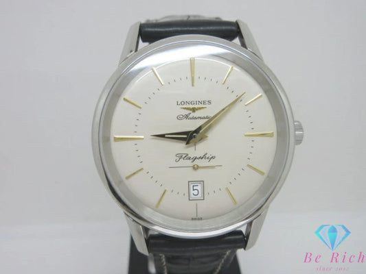 ロンジン LONGINES フラッグシップ ヘリテージ メンズ 腕時計 デイト L4.795.4.78.2 アイボリー ブラック 黒 SS レザー ブレス アナログ QZ クォーツ ウォッチ Flagship 【中古】【送料無料】 bt3527