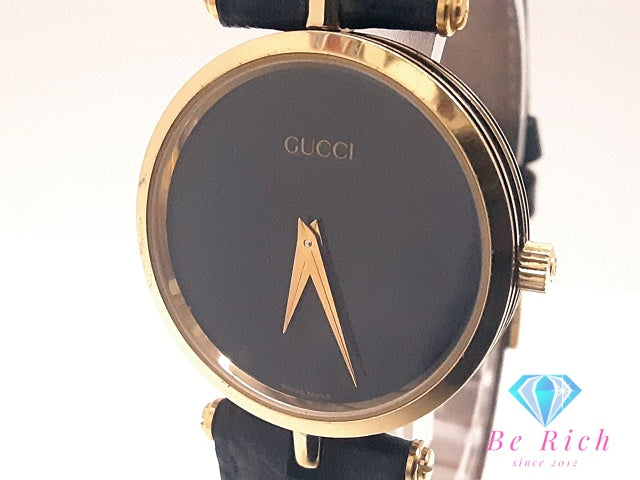 グッチ GUCCI ボーイズ 腕時計 シェリー ウェブ 黒 ブラック SS レザー ブレス ロゴ アナログ クォーツ QZ ウォッチ ヴィンテージ アンティーク メンズ レディース  【中古】【送料無料】 bt3546