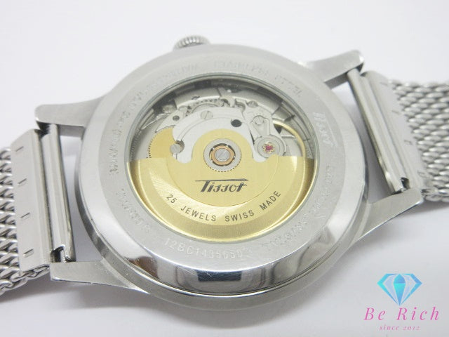 ティソ Tissot ヘリテージ ヴィソデート T019430B 自動巻き メンズ 腕時計 デイデイト 白 ホワイト シルバー SS メッシュ ブレス オートマ AT ウォッチ Heritage Visodate 【中古】【送料無料】 bt3588
