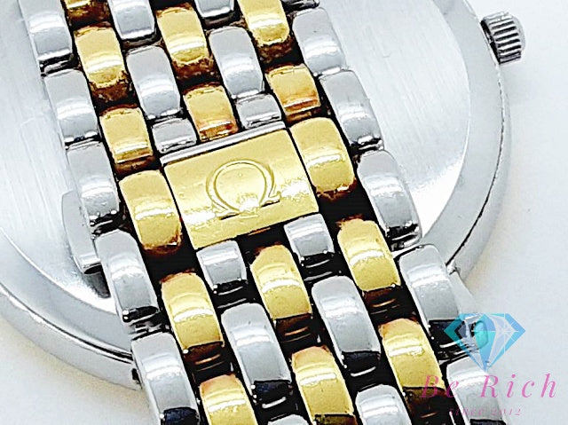 オメガ OMEGA デビル クラシック デイト メンズ 腕時計 7210.23.00 白 ホワイト シルバー YG コンビ SS ブレス アナログ クォーツ QZ ウォッチ デ ヴィル DE VILLE CLASSICS 【中古】【送料無料】 bt3589