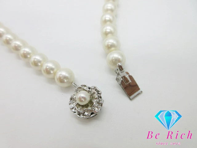 フェイク パール 7mm 珠 デザイン ネックレス ペンダント ピアス セット SILVER シルバー 宝石 ジュエリー アクセサリー パーティ フォーマル 【中古】【送料無料】dgs2751