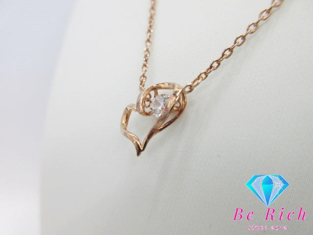 シルバー キュービック ジルコニア 付 ハート モチーフ ネックレス ペンダント ブロンズ SV 925 SILVER CZ ジュエリー アクセサリー ZIRCONIA FROM SWAROVSKI 【中古】【送料無料】dgs3071