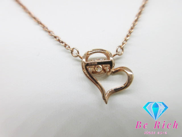 シルバー キュービック ジルコニア 付 ハート モチーフ ネックレス ペンダント ブロンズ SV 925 SILVER CZ ジュエリー アクセサリー ZIRCONIA FROM SWAROVSKI 【中古】【送料無料】dgs3071