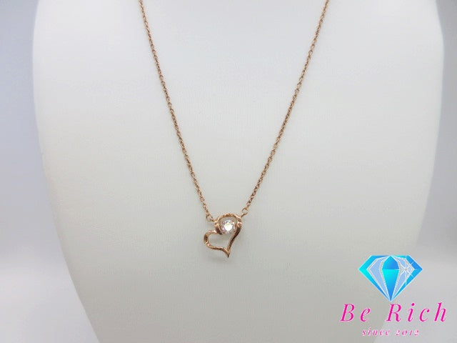 シルバー キュービック ジルコニア 付 ハート モチーフ ネックレス ペンダント ブロンズ SV 925 SILVER CZ ジュエリー アクセサリー ZIRCONIA FROM SWAROVSKI 【中古】【送料無料】dgs3071