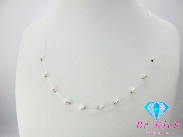 淡水 パール 真珠 3 - 4 mm 珠 デザイン ステーション ネックレス ペンダント ナイロン シルバー SILVER 925 ジュエリー アクセサリー 【中古】【送料無料】dgs3782