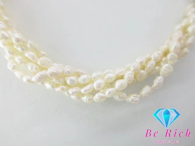 淡水 パール 真珠 3 - 5 mm サンゴ 珊瑚 5 - 6mm 珠 5連 デザイン ロング ネックレス ペンダント  GP メッキ 宝石 ジュエリー アクセサリー パーティ フォーマル 【中古】【送料無料】dgs3911