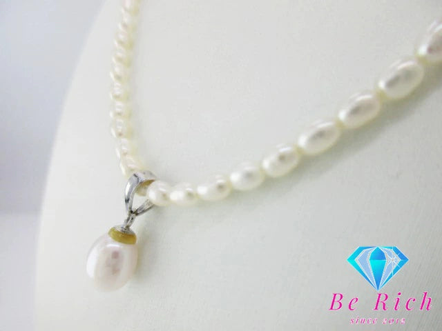 淡水 ライス パール 真珠 デザイン ネックレス ペンダント SILVER 925 シルバー ジュエリー アクセサリー パーティ フォーマル 【中古】【送料無料】dgs3991