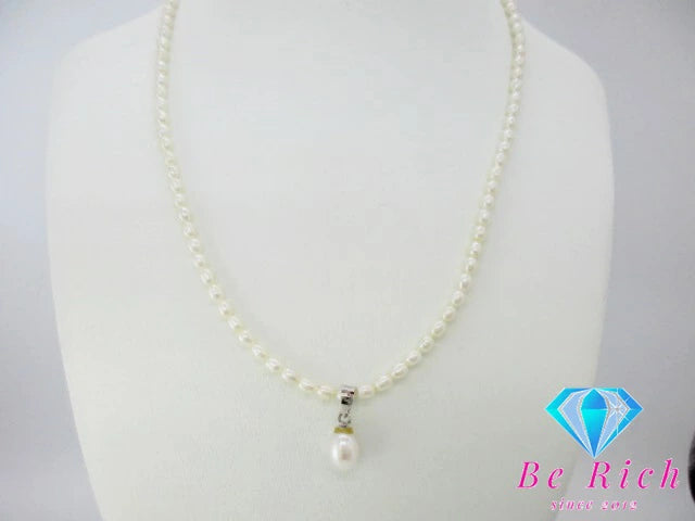 淡水 ライス パール 真珠 デザイン ネックレス ペンダント SILVER 925 シルバー ジュエリー アクセサリー パーティ フォーマル 【中古】【送料無料】dgs3991