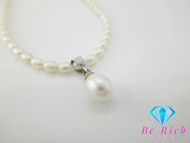 淡水 ライス パール 真珠 デザイン ネックレス ペンダント SILVER 925 シルバー ジュエリー アクセサリー パーティ フォーマル 【中古】【送料無料】dgs3991