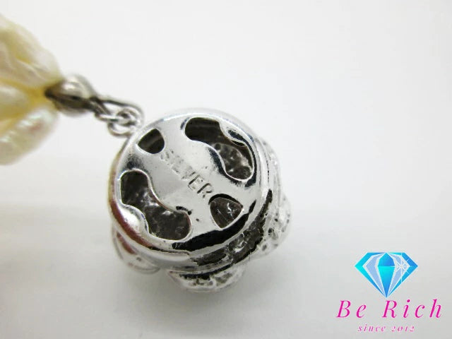 淡水 パール 真珠 6連 デザイン ネックレス ペンダント オーバル シルバー SILVER ライスパール ジュエリー アクセサリー 【中古】【送料無料】dgs4003