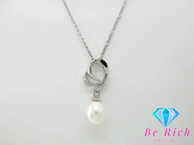 パール 真珠 付 デザイン ネックレス ペンダント SILVER 925 シルバー ジュエリー アクセサリー パーティ フォーマル 【中古】【送料無料】dgs4036