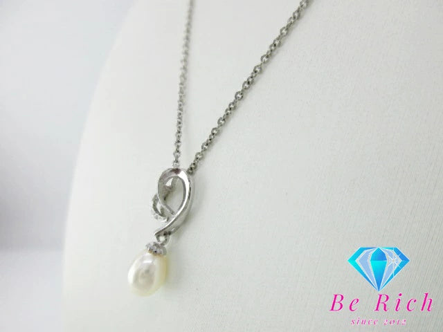 パール 真珠 付 デザイン ネックレス ペンダント SILVER 925 シルバー ジュエリー アクセサリー パーティ フォーマル 【中古】【送料無料】dgs4036