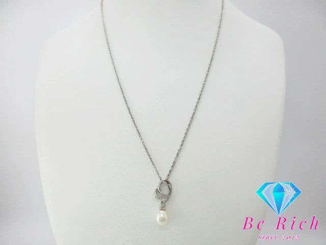 パール 真珠 付 デザイン ネックレス ペンダント SILVER 925 シルバー ジュエリー アクセサリー パーティ フォーマル 【中古】【送料無料】dgs4036