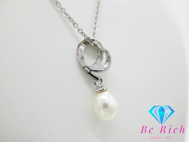 パール 真珠 付 デザイン ネックレス ペンダント SILVER 925 シルバー ジュエリー アクセサリー パーティ フォーマル 【中古】【送料無料】dgs4036