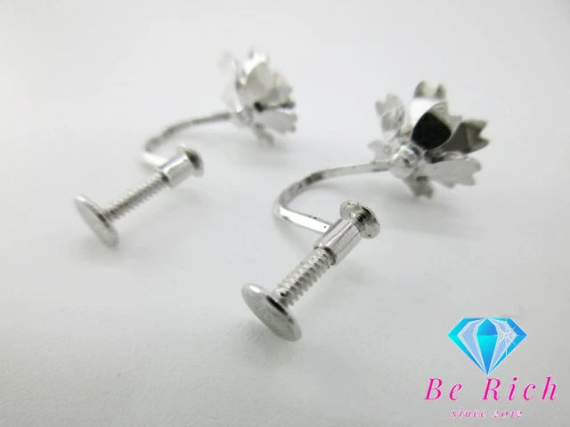 真珠 パール 付 フラワー 花 モチーフ イヤリング SILVER シルバー ジュエリー アクセサリー パーティ フォーマル 【中古】【送料無料】dgs4084