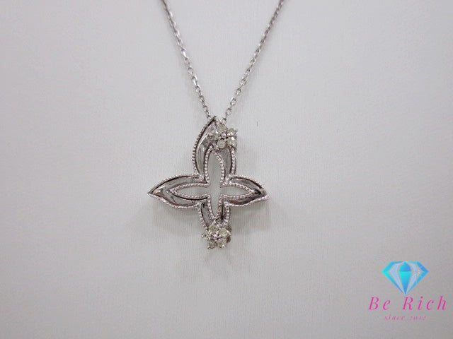 美品 SILVER 925 ダイヤモンド 付 デザイン ネックレス ペンダント メレ シルバー 鑑別書 SV 925 ジュエリー アクセサリー 【中古】【送料無料】 dgs4160