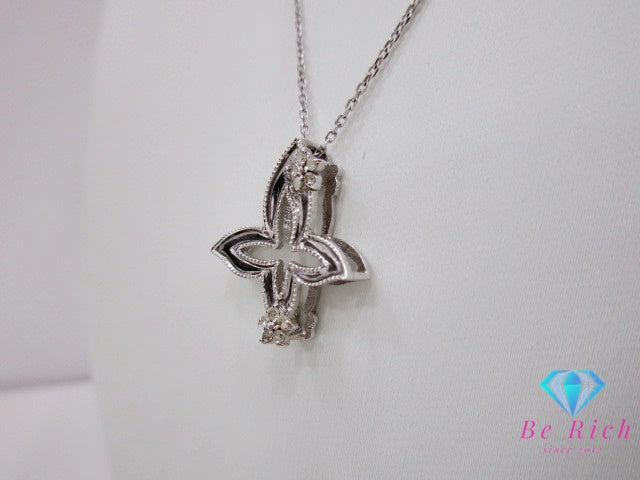 美品 SILVER 925 ダイヤモンド 付 デザイン ネックレス ペンダント メレ シルバー 鑑別書 SV 925 ジュエリー アクセサリー 【中古】【送料無料】 dgs4160