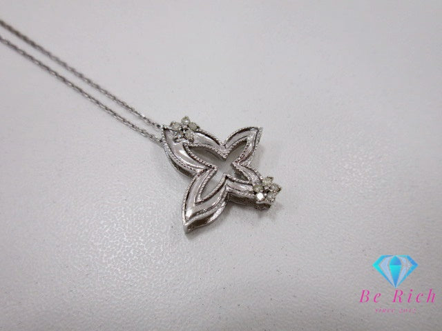 美品 SILVER 925 ダイヤモンド 付 デザイン ネックレス ペンダント メレ シルバー 鑑別書 SV 925 ジュエリー アクセサリー 【中古】【送料無料】 dgs4160