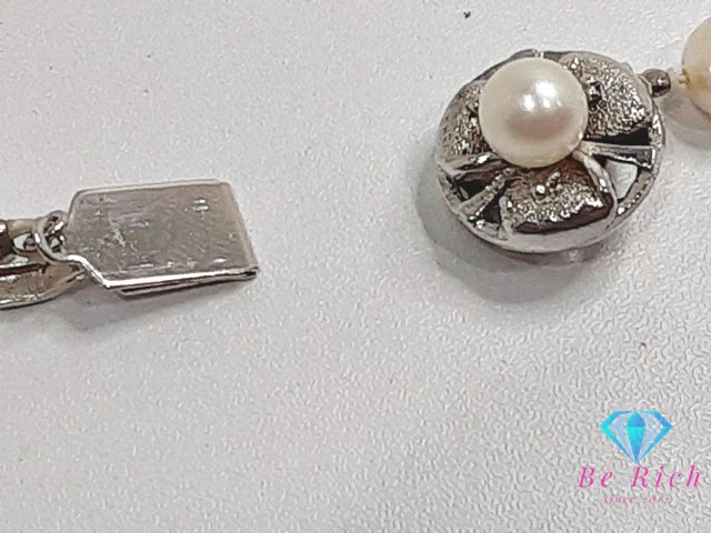 パール 真珠 6.5 - 7mm 珠 デザイン ネックレス ペンダント シルバー SILVER 宝石 ジュエリー アクセサリー パーティ フォーマル 【中古】【送料無料】dgs4178